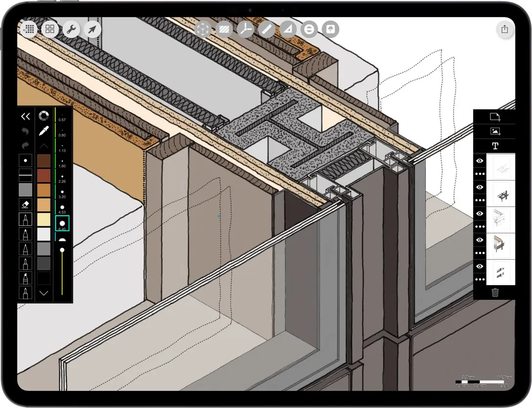 best App for architects _ iPad drawing for architecture _  detail axon drawing